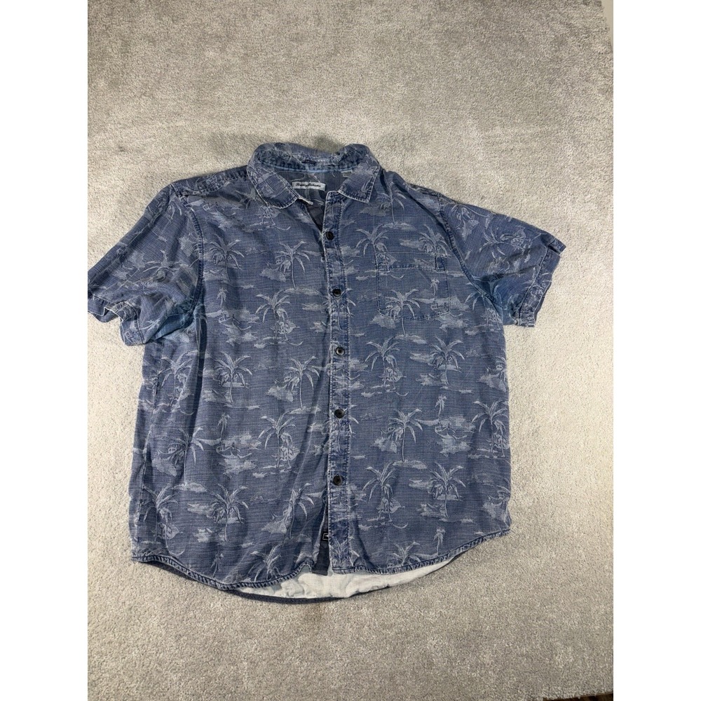 Tommy Bahama men's xl silk (faux denim) blue palm tree inlay Relax Vacation